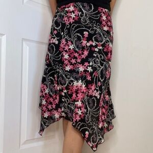 Fashion Bug Black skirt with Pink Floral Design size S